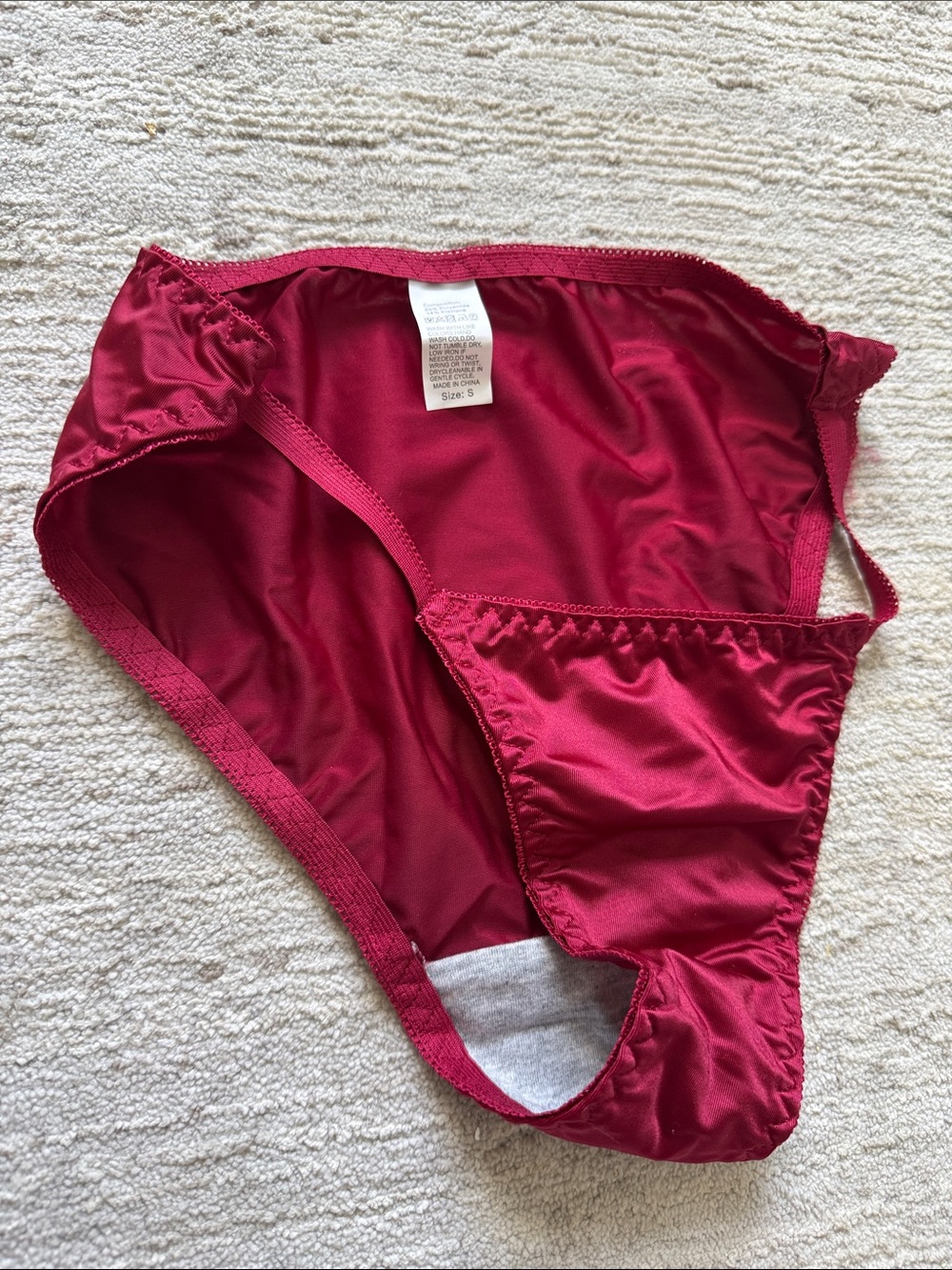 Satin Stretch Panty Bottoms in Burgundy - Picture 3 of 3